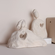 北欧抽象创意陶瓷工艺品北欧雕塑摆件素胚人物玄关民宿样板间摆设