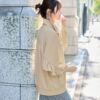 日本直邮2024春女装褶边荷叶，边袖子长袖，立领宽松运动风短外套