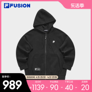 FILA FUSION斐乐潮牌针织连帽外套男2024春时尚简约宽松上衣