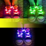 LED发光闪光荧光鞋带夜跑舞蹈酒吧 七彩变闪光夜光帆布鞋夜跑鞋灯
