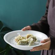 饺子盘沥水双层果盘陶瓷水饺盘创意深盘子菜盘家用蒸架蒸盘片蒸盘