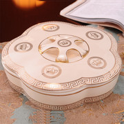 欧式陶瓷创意奢华干果盒盘，分格带盖多用婚庆，送礼坚果糖果零食盒盘