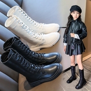 女童高筒靴儿童秋冬季时尚，童靴中大童，小女孩马丁靴公主长筒靴