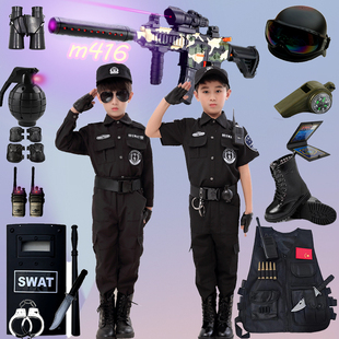 儿童警察服万圣节装备全套服装特警玩具男孩军装套装特种兵衣服
