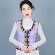 2023新疆舞蹈演出服装民族风女士贴花马甲夏季广场舞蹈短背心