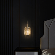 全铜餐厅吊灯轻奢水晶后现代小吊灯创意卧室床头吧台长线LED吊灯