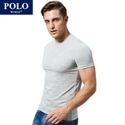 polo纯棉男士短袖T恤夏季薄款纯色圆领潮流修身上衣服打底衫半袖