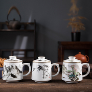国风陶瓷茶杯描金泡茶专用茶漏杯家用茶具套装骨瓷茶水分离杯