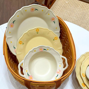 ES 法式郁金香盘子碗套装ins高颜值餐具家用陶瓷饭碗汤盘网红