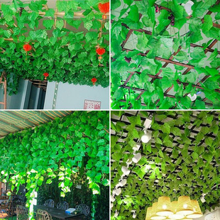 仿真葡萄叶假花藤条树叶管道吊顶，装饰花藤塑料绿叶缠绕遮挡藤蔓