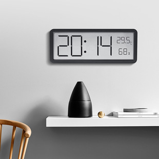 INS简约大屏时钟客厅挂钟温湿度简约电子钟表创意现代钟表可挂立