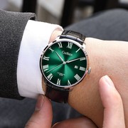 卡迪森品牌手表男士机械表，全自动防水时尚腕表，真皮带手表商务男表