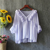 少女娃娃衫淡紫色温柔系罩衫，透明女装夏季荷叶边小衫减龄甜美