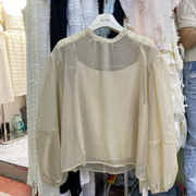 韩系两件套衬衫女2024年春季宽松显瘦灯笼袖，防晒衬衣罩衫上衣