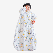 婴儿睡袋秋冬夹棉宝宝长袖一体式加厚睡衣新生儿拉链式功能防踢被