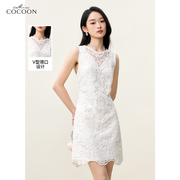 MISSCOCOON白色蕾丝无袖连衣裙女2024夏装高级感气质公主裙