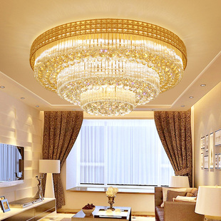 奢华水晶灯大气客厅灯现代简约三层圆形吸顶灯，家用餐厅卧室灯具新