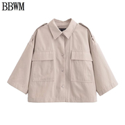 BBWM  欧美女装时尚通勤风短版外套短袖风衣 0673480