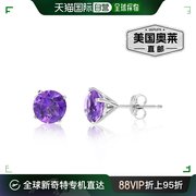 virjewels14k白金紫(白金紫)水晶，耳钉(1.80克拉;6毫米圆形切割)-