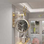 欧式双面挂钟客厅家用创意，轻奢挂表静音，时钟现代简约挂墙钟表两面