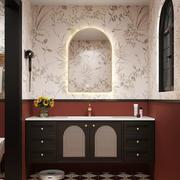 法式橡木烤漆浴室柜组合卫生间，无缝一体洗漱台卫浴柜洗脸盆柜组合