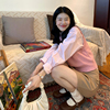 韩系学院风甜美粉色圆领，毛衣马甲女2023小个子叠穿针织背心