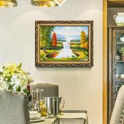 网红欧式饰有框画挂画喷绘油画风景鹅湖客厅，壁卧室墙炉装画走廊壁