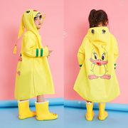 卡通儿童雨衣防水幼儿园宝宝单人带书包位雨披动物小黄鸭造型雨衣