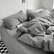 纯色双拼四件套床上用品床单被套床笠款被套可爱床垫90x190女生床