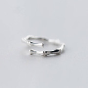 925银戒指女时尚，简约个性竹节戒指指环，韩版可调节戒子