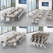 折叠培训桌椅组合拼接折叠会议桌，条桌培训机构双人移动折叠办公桌