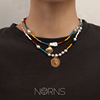 Norns波西米亚民族风海边沙滩彩色米珠仿不规则珍珠贝壳双层项链