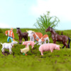仿真农场系列pvc沙盘微景观，diy动物摆件农夫，马匹猪牛鸭子小猪山羊