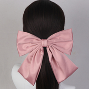手工原创粉色大蝴蝶结发夹，设计感小众，后脑勺夹子夏季仙美头饰