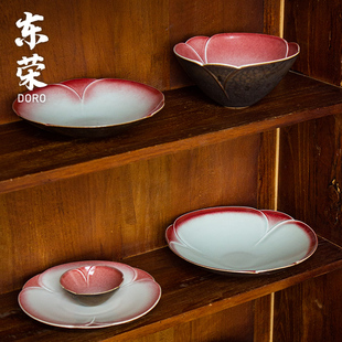 东荣日式家用陶瓷餐具套装复古简约米饭碗面碗，酒店食器创意深盘子