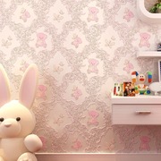 粉色墙纸自粘卧室温馨女孩大学生宿舍装饰贴纸儿童房卡通壁纸家用