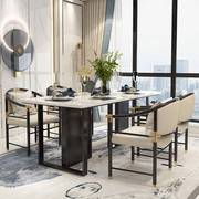 新中式实木餐桌椅组合轻奢风大理石台面，家用餐厅家具一桌六椅6人