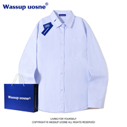 WASSUP基础款白色衬衫男女内搭外穿衬衣宽松情侣上衣2023春秋外套