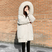 LILY MOST韩版黑色大毛领羽绒服女冬季百搭小个子中长款外套