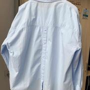 韩系蓝色纯棉防晒打底衬衫，女夏季2024衬衣，小个子内搭上衣外套