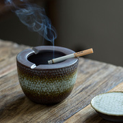 烟灰缸创意复古个性，客厅办公室时尚潮流，陶瓷大容量家用烟灰缸带盖