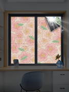 复古花卉玻璃贴纸卧室遮强光隔热膜夏季阳台防晒窗纸静电贴玻璃纸