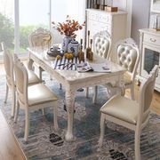 欧式餐桌椅组合现代简约家用小户型简欧长方形大理石饭桌实木睡义