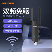 comfastcf-822ac台式电脑wifi接收器650m双频usb，无线网卡5g笔记本外置，免驱电竞远距离无线接收器wifi发射器