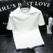 假两件白色短袖T恤男夏季高端潮牌宽松纯棉圆领上衣百搭休闲体恤