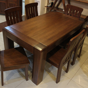黑胡桃木家具全纯实木餐桌，长方形1.8饭桌，现代中式客厅胡桃木家具