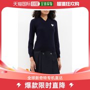 香港直邮潮奢commedesgarconsplay女士心形，贴花v领羊毛毛衣