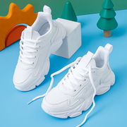 儿童小白鞋绑鞋带系带波鞋，男童白色运动鞋跑步鞋，女童小白鞋小学生
