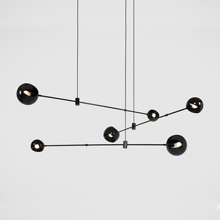 设计师北欧简约铁艺吊灯个性创意几何线条灯客厅餐厅卧室样板房灯
