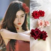 时尚美少女红色玫瑰花朵头花异域风情发饰辣妹发夹森系海边头饰品
